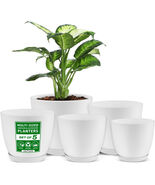 Lifemaster Eco Friendly Plant Pot Set 5-Pack White Plastic Indoor Outdoor - $326.04 MXN
