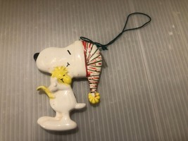 1972 United Features Japan Ceramic Snoopy And Woodstock Christmas Ornament - £7.79 GBP