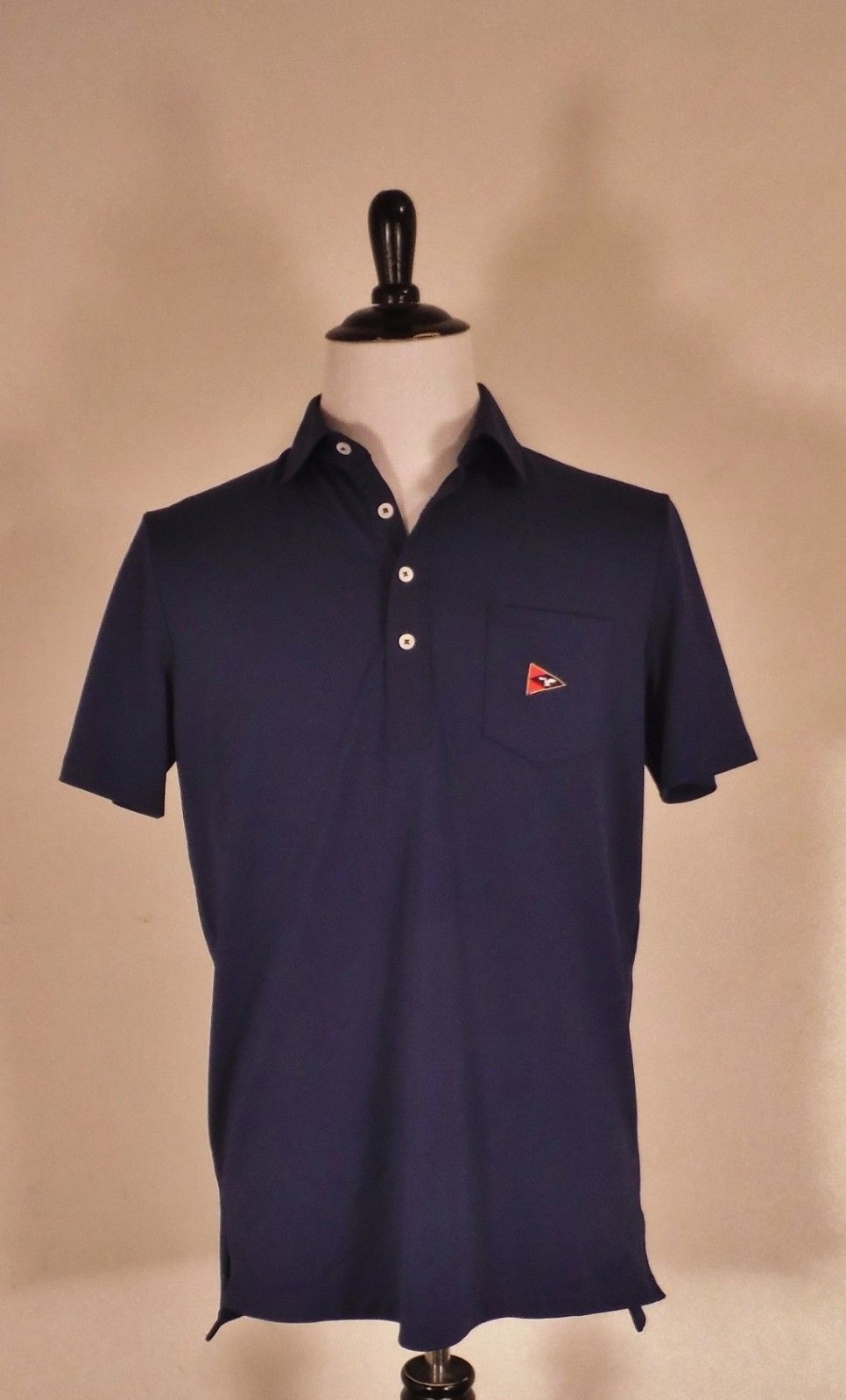 Ralph Lauren RLX Mens Navy Blue Short Sleeve Polo Shirt Size Medium M Eagle Flag - £29.84 GBP