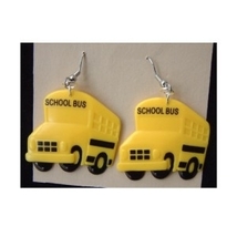 School Bus EARRINGS-Big Yellow Driver Gift Teacher Charm Jewelry - £4.80 GBP
