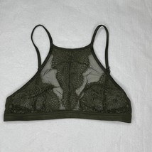 Victoria’s Secret XS High Neck Lace Bralette Sheer Bra Mesh Olive Green ... - $25.00