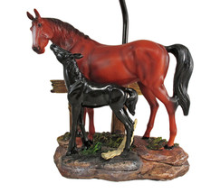 Scratch &amp; Dent Brown Mare and Foal Horse Hand Painted Table Lamp Base - $69.29