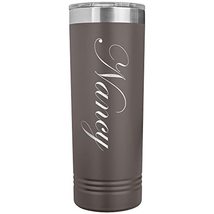 Nancy - 22oz Insulated Skinny Tumbler Personalized Name - Pewter - £25.94 GBP