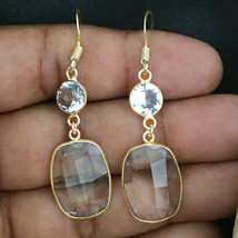 925 Sterling Silver Crystal Quartz Gold / Rose Plated Earrings Gift - £20.14 GBP+