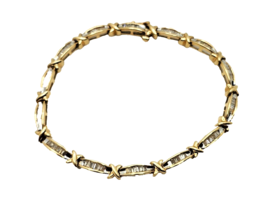 2ct Baguette Diamond &quot;X&quot; Kisses 10k Yellow Gold Tennis Bracelet - £876.42 GBP