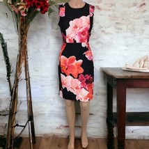 Calvin Klein Scuba Dress Sz 6 Neoprene Stretch Floral Sheath Sleeveless ... - £34.95 GBP