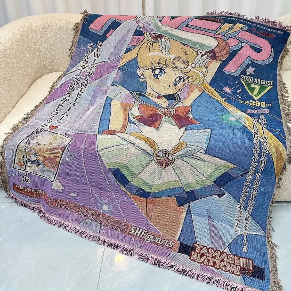 Sailor Moon Luna Anime Throw Towel Blanket Tapestry Bedspread Outdoor Camp Beach - £44.50 GBP