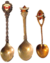 Canada Niagara Falls Toronto Maple Leaf Silver Gold Plate Souvenir Spoon Lot - £12.26 GBP