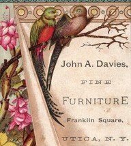 John A. Davis Fine Furniture Victorian Trade Card Utica, NY - £15.53 GBP