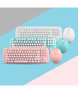 Wireless Keyboard And Mouse Set Girls Color Retro - $1,004.55 MXN