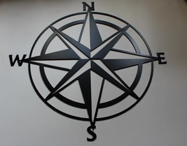 Nautical Compass Rose Metal Art - Black - 24&quot; - £46.52 GBP