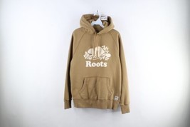 Vintage Roots Athletics Mens Small Faded Spell Out Heavyweight Hoodie Beige - £46.68 GBP