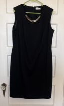 Calvin Klein Black Knit Midi Dress with Chain Detail Size 16 - €17,27 EUR