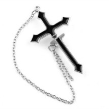 1Pc Vintage Black Cross Earrings For Women Hip hop Rock Piercing Chain Clip Earr - £6.53 GBP