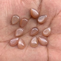 8x12 mm Pear Natural Peach Moonstone Cabochon Loose Gemstone 2 pcs - £7.82 GBP