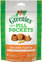 Greenies Feline Pill Pockets Cat Treats Chicken Flavor 45 count - £20.35 GBP