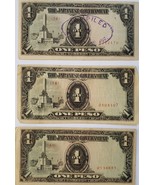 3 Japanese Invasion Money Philippine 1 Peso  JAPWANCAP Counterstamped - $13.95