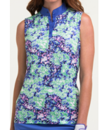 NWT Ladies EP Pro NY Bluebell Royal Blue Floral Blur Sleeveless Golf Shi... - $39.99