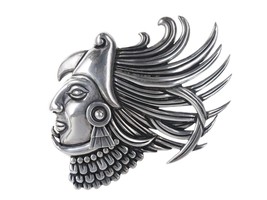 1940&#39;s Margot de Taxco Los Castillo Sterling Aztec Eagle Warrior Fur clip - £774.86 GBP