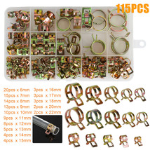 115PCS 6-22mm Hose Clamps Assortment Kit Steel Spring Clip Water Fuel Tube Air - £19.58 GBP