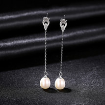 Tassel Long Earline Earrings S925 Silver Freshwater Pearl Leaf Earrings Yiwu - £21.58 GBP