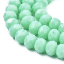 50 Mint Green Rondelle Beads Glass Faceted 6x5mm Jewelry Supplies BULK - £3.56 GBP