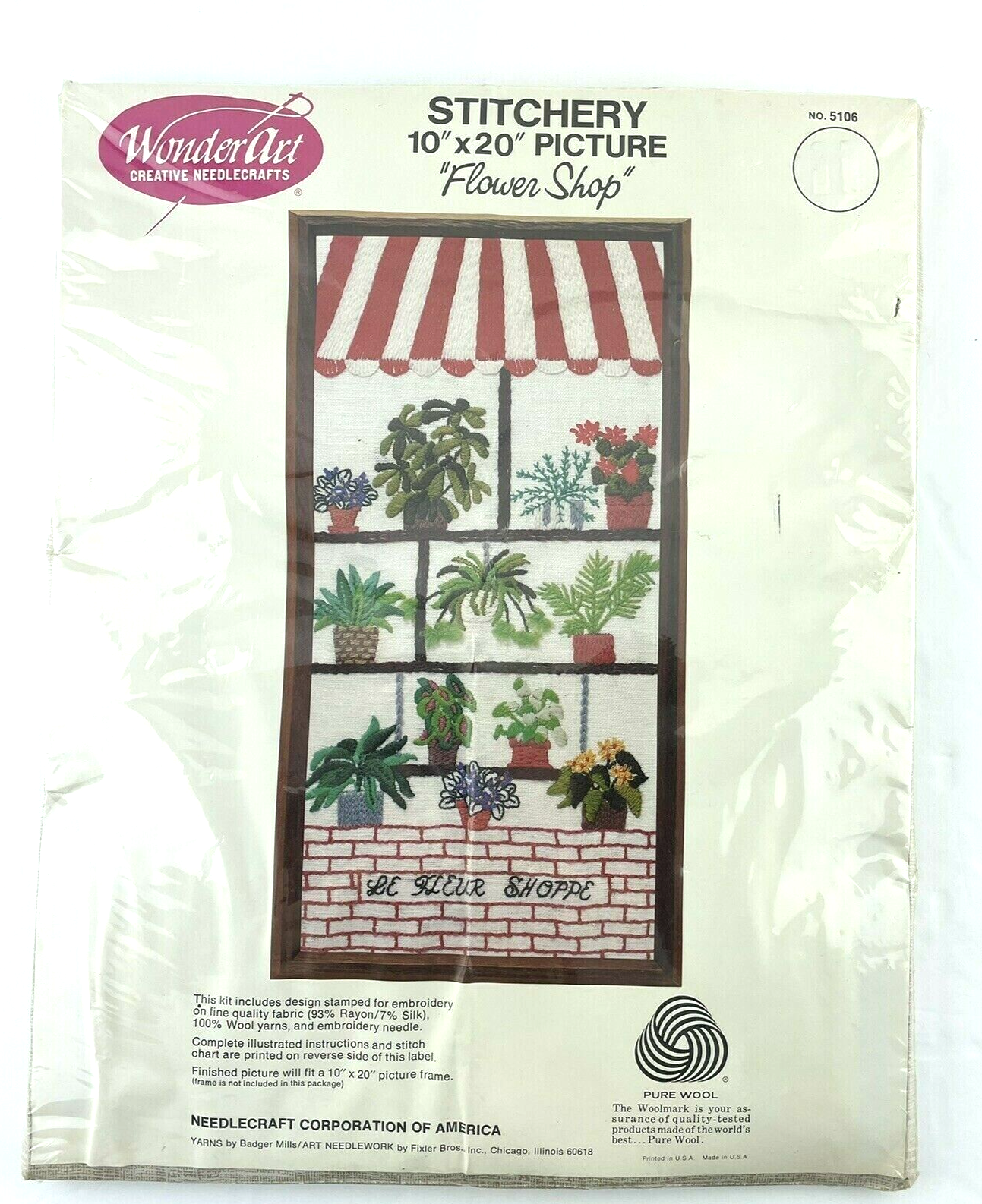 Primary image for WonderArt Needlecraft Embroidery Kit Flower Shop No. 5106 Plants in a Window