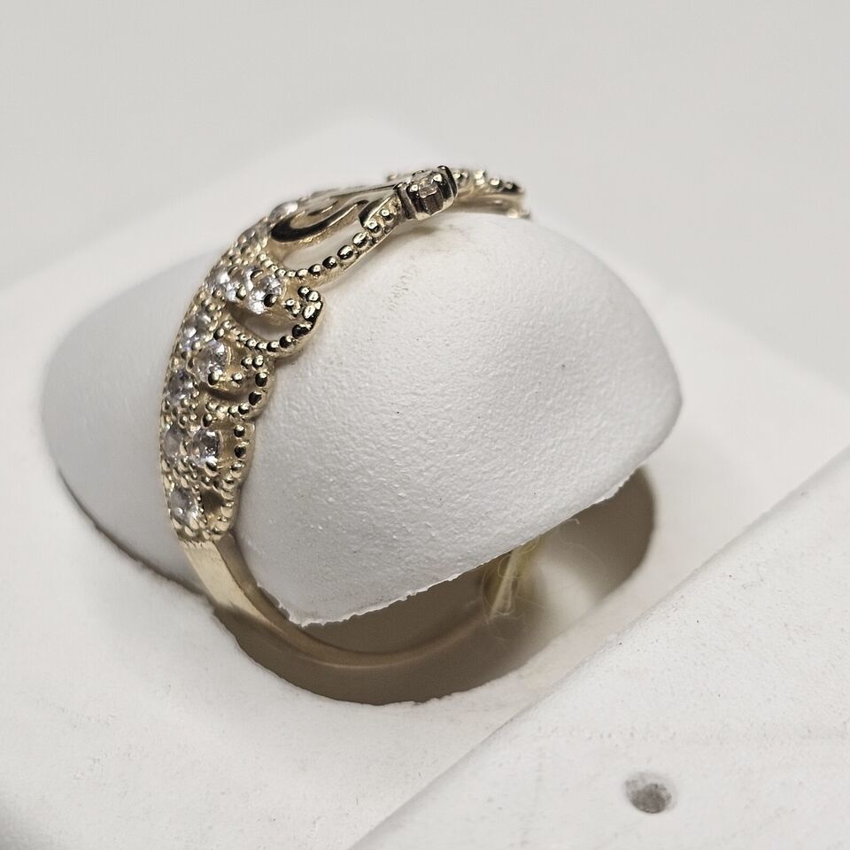 10k Solid Gold Cubic Zirconia Crown Quinceanera Ring 15 Anos Ring Anillo De 15 Item image 2