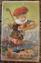 The Great Atlantic &amp; Pacific Tea Co. - Scottish Child - 1880&#39;s Trade Card - £4.91 GBP