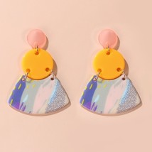 Fashion Korean Acrylic Colorful Irregular Earring for Women Geometric Round Cute - £7.58 GBP