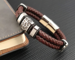 Stainless Steel Accessories Double-Layer Leather Bracelet 22CM - $16.83