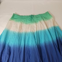 NY Collection Women's Multicolor Cotton Gathered Drawstring Pull-On Skirt Size L image 5