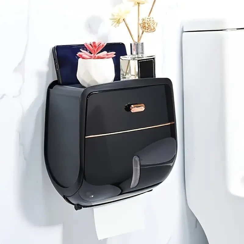 1pc Toilet Roll Paper Holder Double Layer Large Capacity Storage Box Wal... - £25.98 GBP