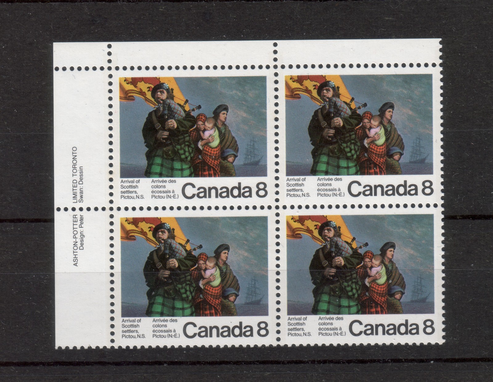 Primary image for Canada  -  SC#619 Imprint UL Mint NH  -  8 cent  Scottish Settlers issue 