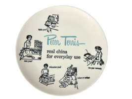 Vtg 1950-60s MCM Peter Terris Real China Display Plate HTF advertising M... - $39.59