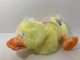 Goffa Easter duck plush yellow purple egg pink ribbon quacking sound dying - $4.94