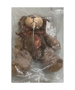 Napco Brown Tan Bear Plush Teddy Bear Toy Stuffed Animal Brown Satin Ribbon - $19.17 CAD
