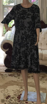 Charcoal Grey Casual dress Knee Length Printed Dress Medium Size - $18.70
