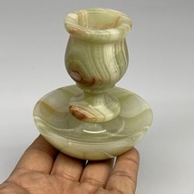 267g, 3.3&quot;x1.5&quot;x2.9&quot;, Natural Green Onyx Candle Holder Gemstone Hand Carved, B32 - £35.59 GBP