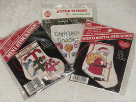 Lot of 3 Cross Stitch Christmas Holiday Ornament Kits - £6.33 GBP