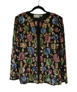 Vintage RINA Z Sparkly Beaded Sequin Jacket 100% Pure Silk Women&#39;s Size ... - $88.01 CAD