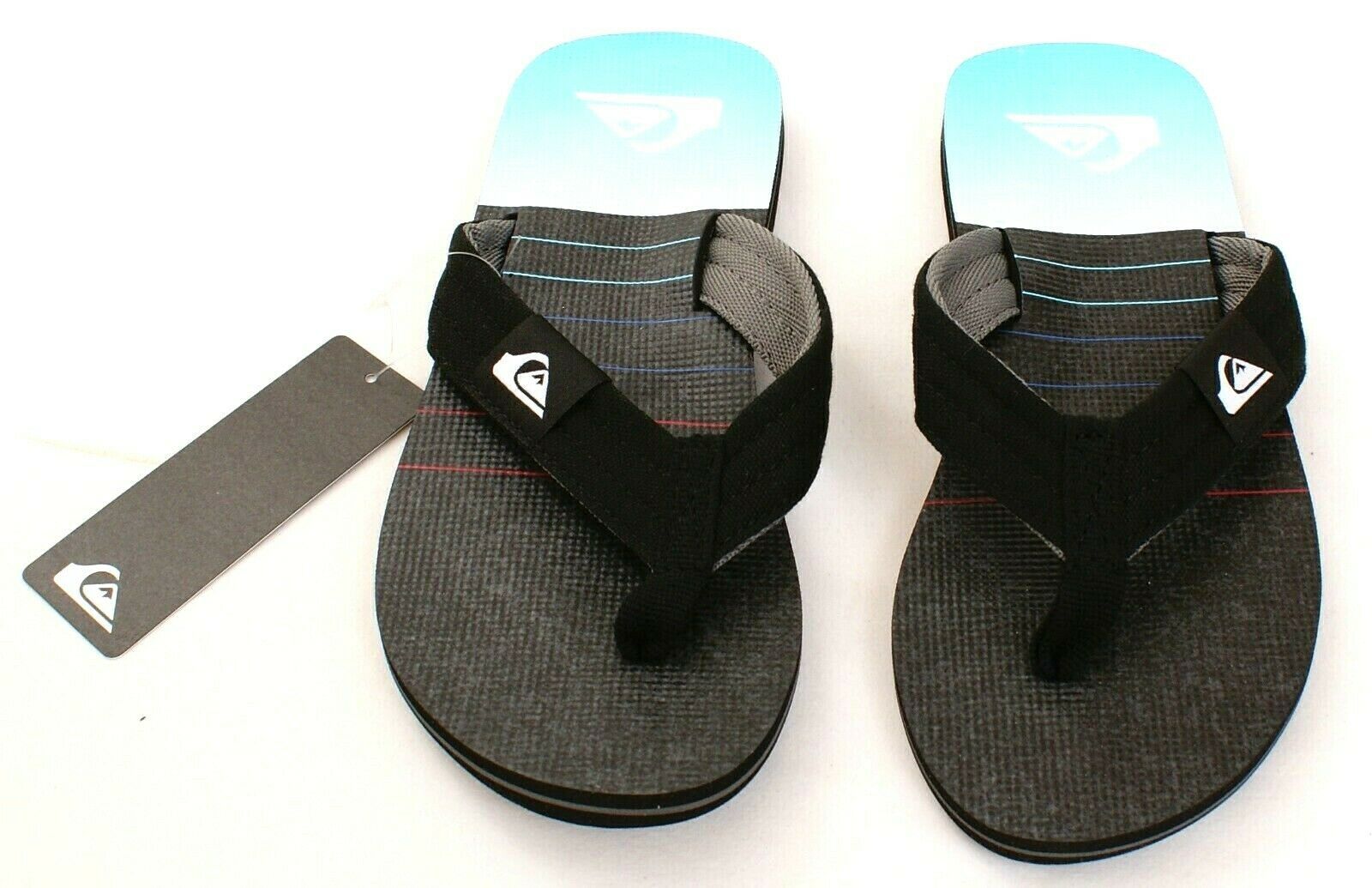 Quiksilver Men's Blue & Black Flip Flops Thong Sandals NWT - £31.96 GBP