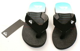 Quiksilver Men&#39;s Blue &amp; Black Flip Flops Thong Sandals NWT - $39.99