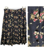 Kathryn Deene Skirt 18/20 Midi Button Up Black Floral Cottagecore Vintag... - $942.42 MXN