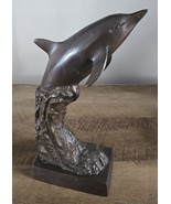 Bronze Dolphin Wave Riding Sculpture Beach Nautical Ocean Decor 10&quot; - €55,42 EUR