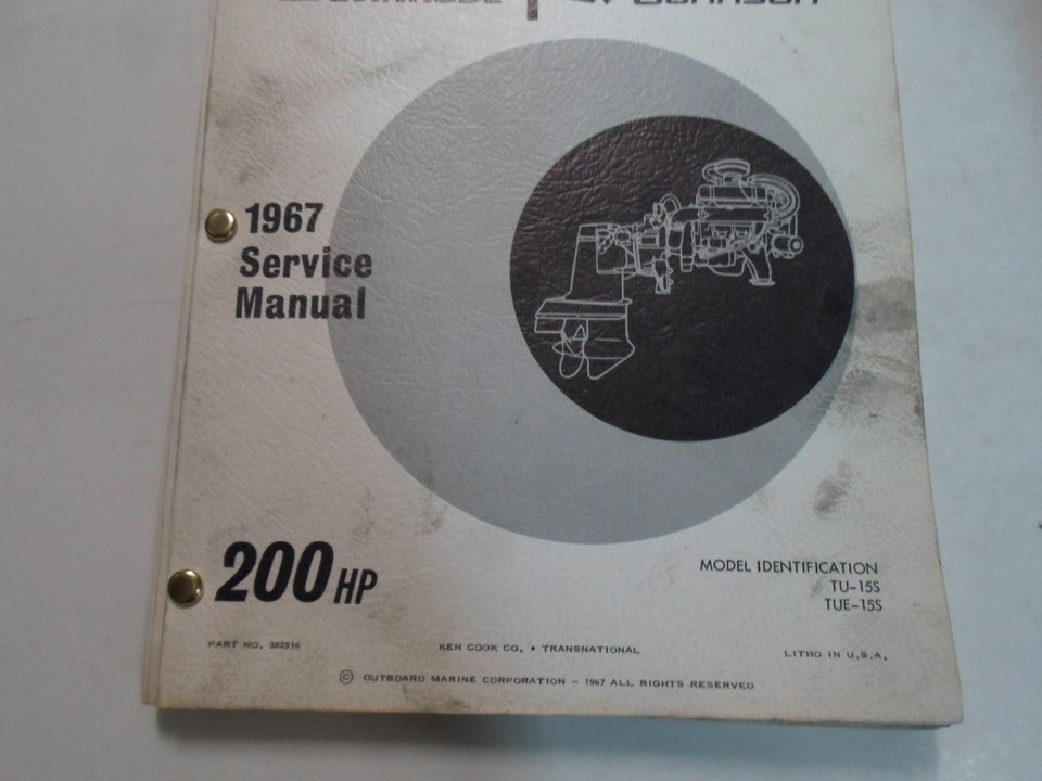 1967 Omc Stern Lecteur Evinrude Johnson 200 HP Service Manuel Vitrail Usine OEM Item image 2