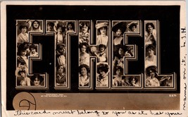 RPPC Large Letter Alphabet Name Ethel  Women Real Photo c1905  Antique (A13) - £9.12 GBP