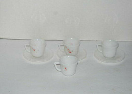 Vintage Milk Glass Child&#39;s Tea Set 4 Cups 3 Saucers - £23.28 GBP