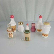 Lot Of 8 Vintage Avon Bottles White Pink Milk Glass Cream Bath Oils Powder - $24.25