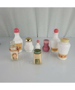 Lot Of 8 Vintage Avon Bottles White Pink Milk Glass Cream Bath Oils Powder - £18.94 GBP